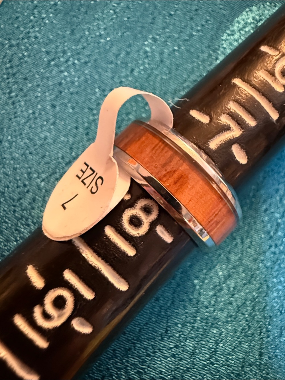 Two-Tone Wooden Inlay Band - Brown and Silver - Picture 2 of 2